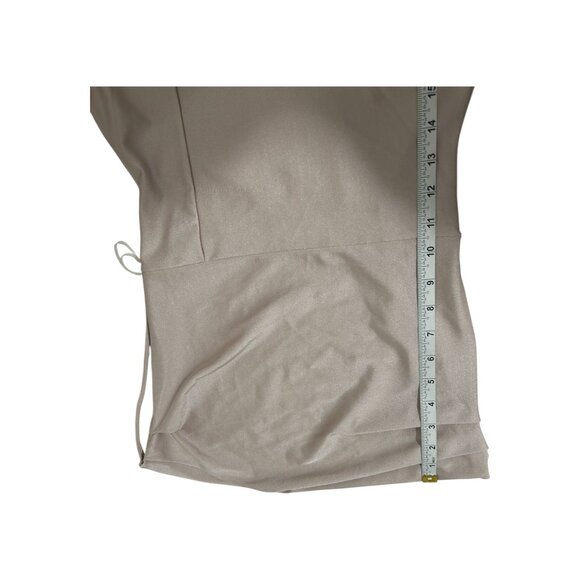 Glare Womens Size M Cowl Neck Beige Midi Slip Dress Bodycon Backless Formal - Picture 12 of 12